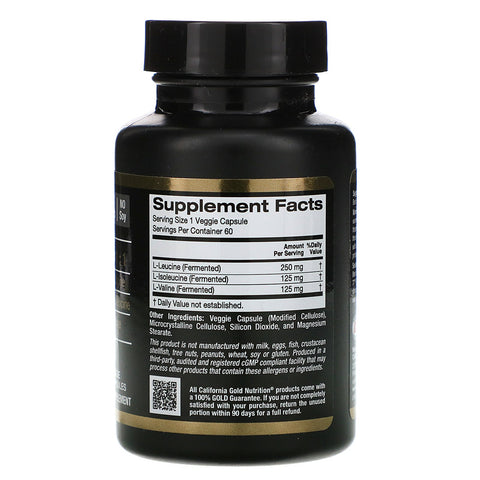 California Gold Nutrition, BCAA, AjiPure® Branched Chain Amino Acids, 500 mg, 60 Veggie Caps