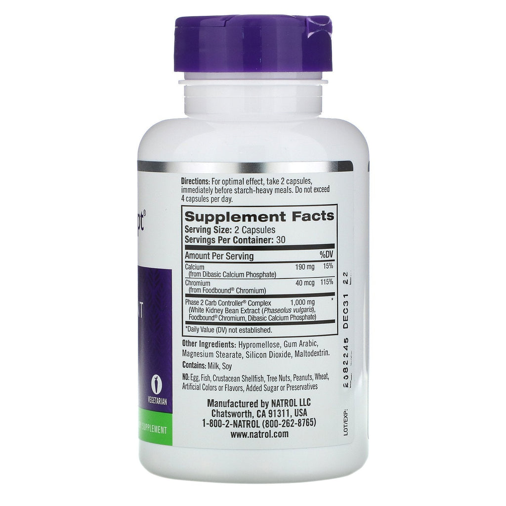 Natrol, Carb Intercept with Phase 2 Carb Controller, 1,000 mg, 60 Veggie Caps
