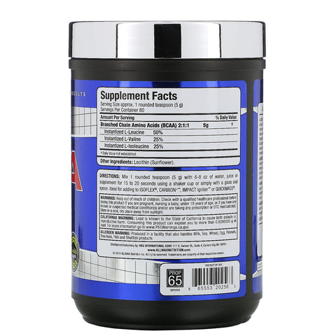 ALLMAX Nutrition, BCAA, proporción instantánea 2:1:1, polvo sin sabor, 400 g