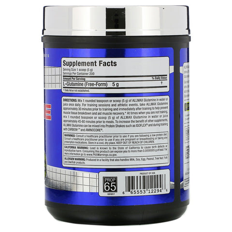 ALLMAX Nutrition, Glutamina, 2,20 lbs (1000 g)