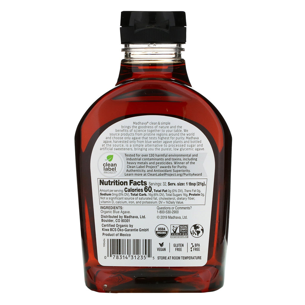 Madhava naturlige sødemidler, Fair Trade rå blå agave, 1,5 lbs (667 g)