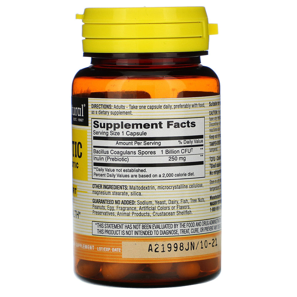 Mason Natural, Probiotic with Prebiotic, 40 Veggie Capsules