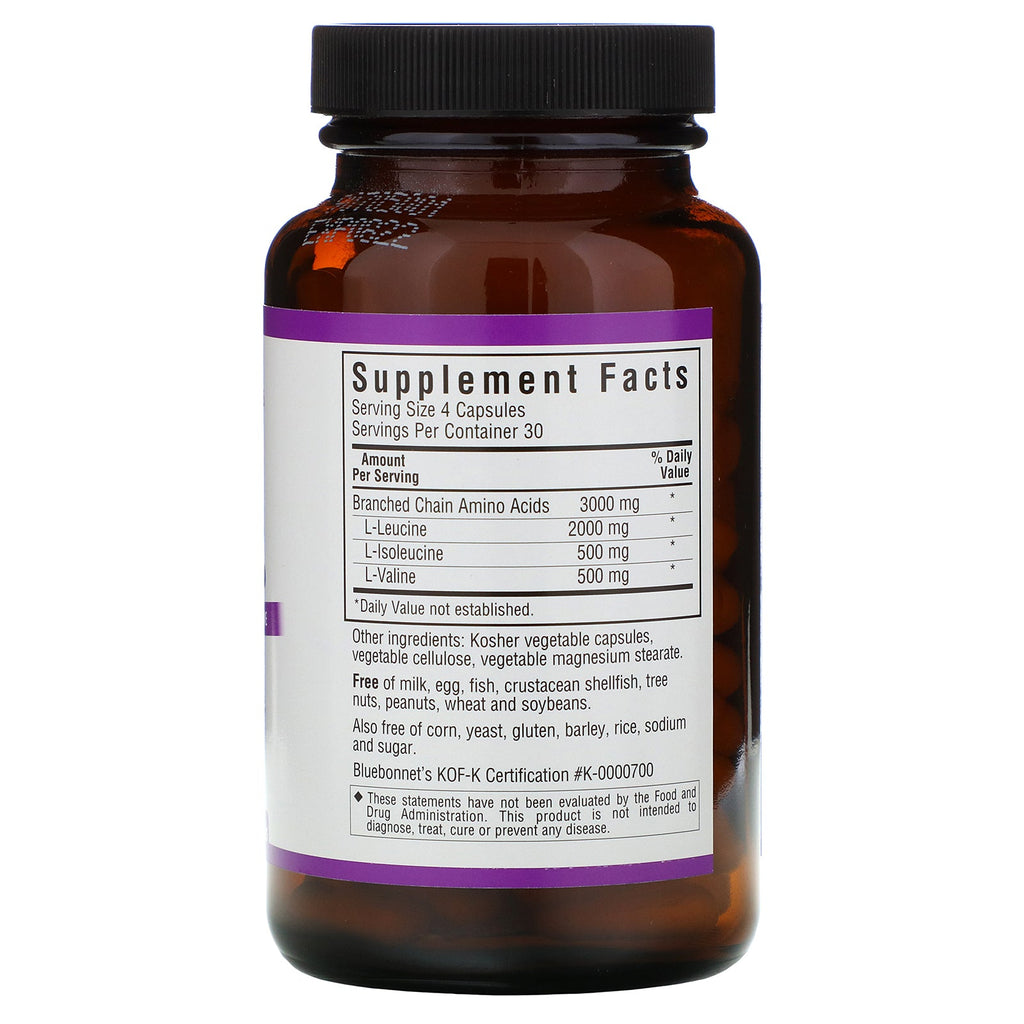 Bluebonnet Nutrition, BCAA en proporción 4:1:1, 120 cápsulas vegetales