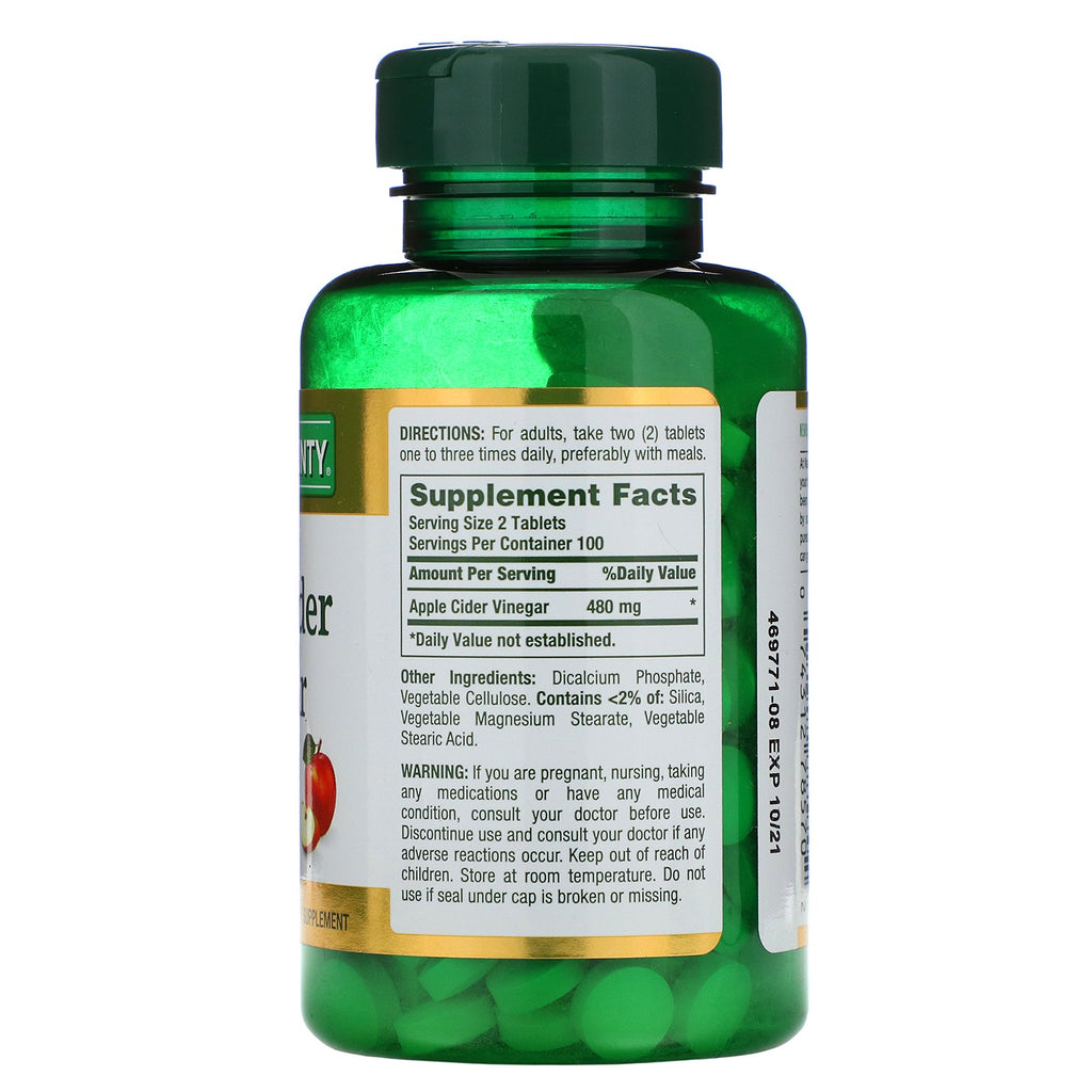 Nature's Bounty, Apple Cider Vinegar, 480 mg, 200 Tablets