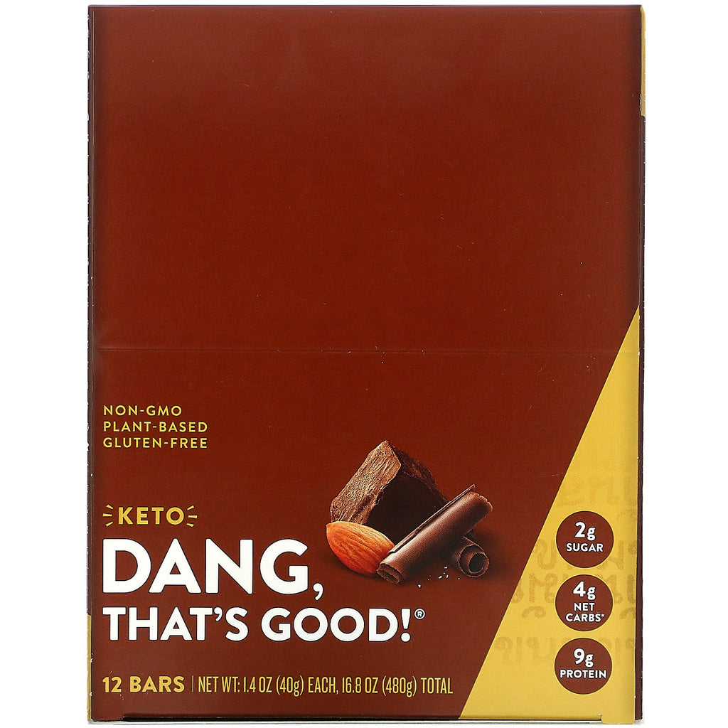 Dang, Keto Bar, Crazy Rich Chocolate with Sea Salt, 12 Bars, 1.4 oz (40 g) Each