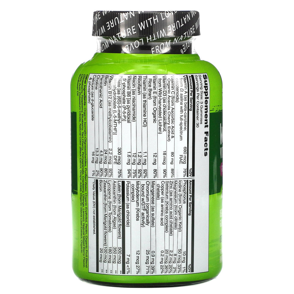 NATURELO, Gomitas vitamínicas de alimentos integrales para niños, Bayas, 90 gomitas