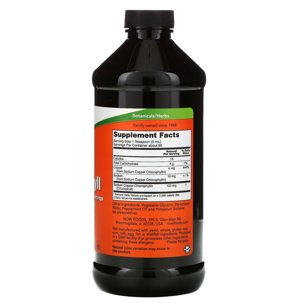 Now Foods, Liquid Chlorophyll, Mint Flavor, 16 fl oz (473 ml)