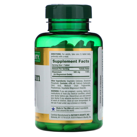 Nature's Bounty, Magnesium, 500 mg, 200 Coated Tablets