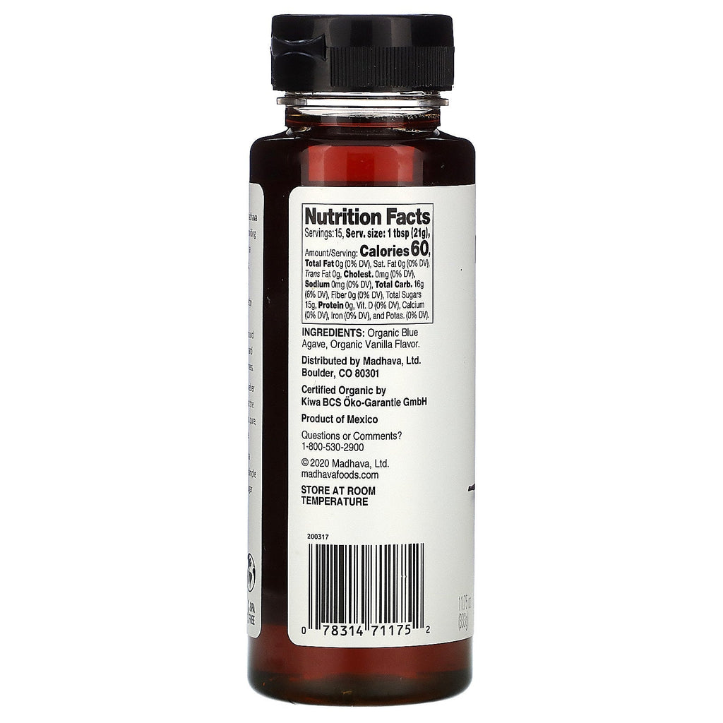 Madhava naturlige sødemidler, agave, vanilje, 11,75 oz (333 g)