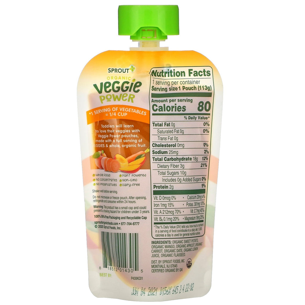 Sprout , Veggie Power, Sweet Potato with Mango, Apricot & Carrot, 4 oz (113 g)