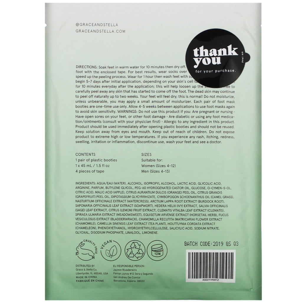 Grace &amp; Stella, Dr. Pedicure Foot Peeling Mask, Original, 1 par, 1,5 fl oz (45 ml)