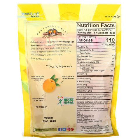 Mariani Dried Fruit, Premium, Mediterranean Apricots, 6 oz (170 g)