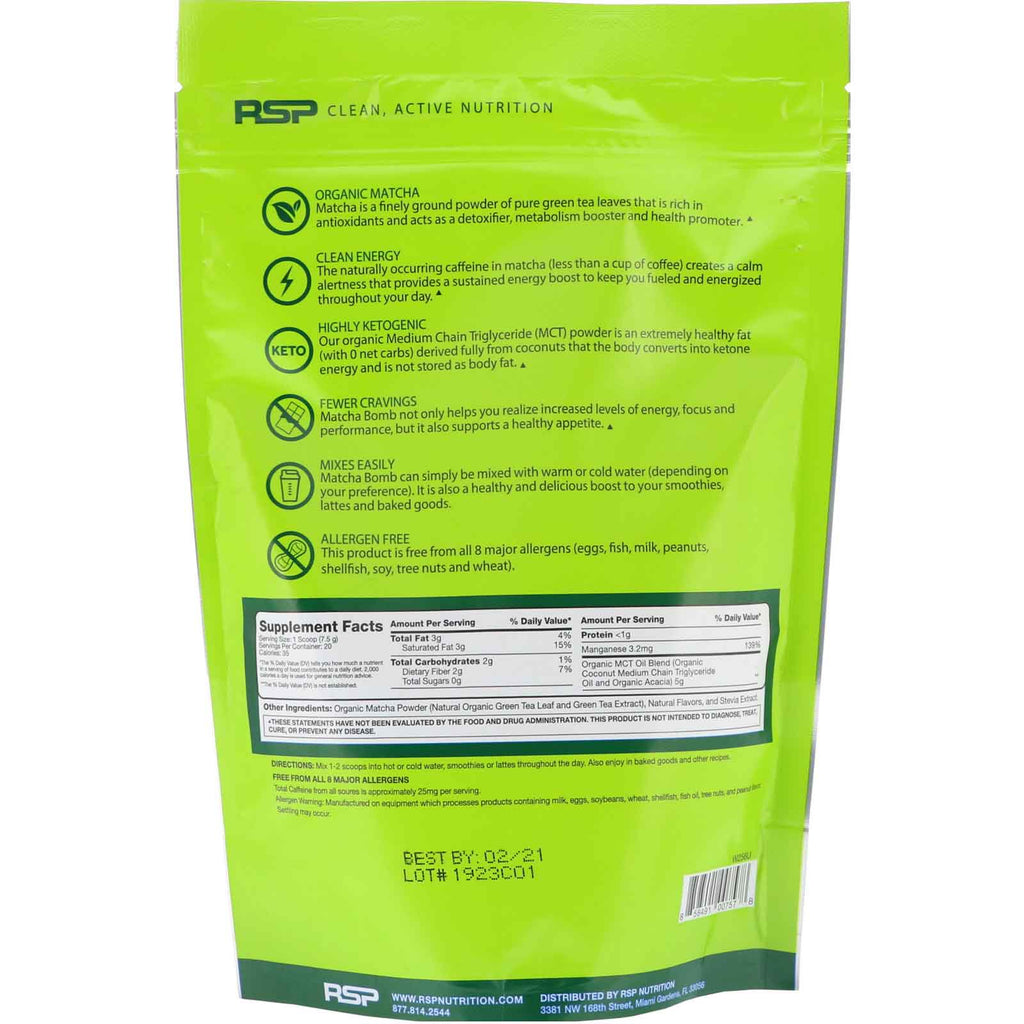 RSP Nutrition, Matcha Bomb, Vanilla Chai, 5,3 oz (150 g)