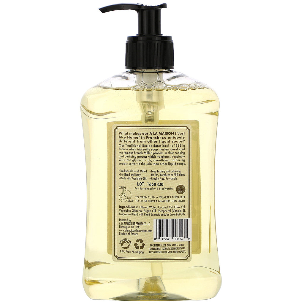 A La Maison de Provence, flydende sæbe til hånd og krop, sød mandel, 16,9 fl oz (500 ml)