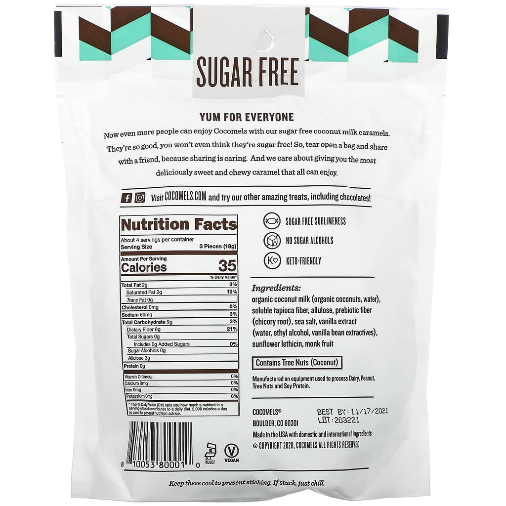 Cocomels, kokosmælkskarameller, sukkerfri, havsalt, 2,75 oz (78 g)