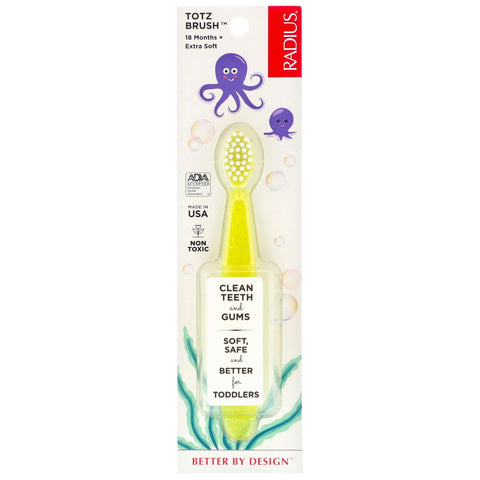 RADIUS, Totz Brush, 18 Months +, Extra Soft, Yellow, 1 Toothbrush