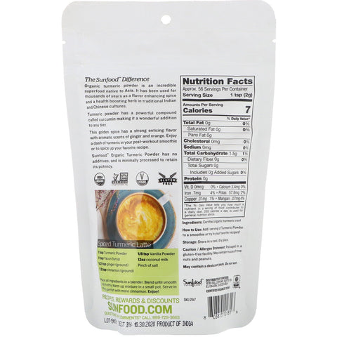 Sunfood,  Turmeric Powder, 4 oz (113 g)