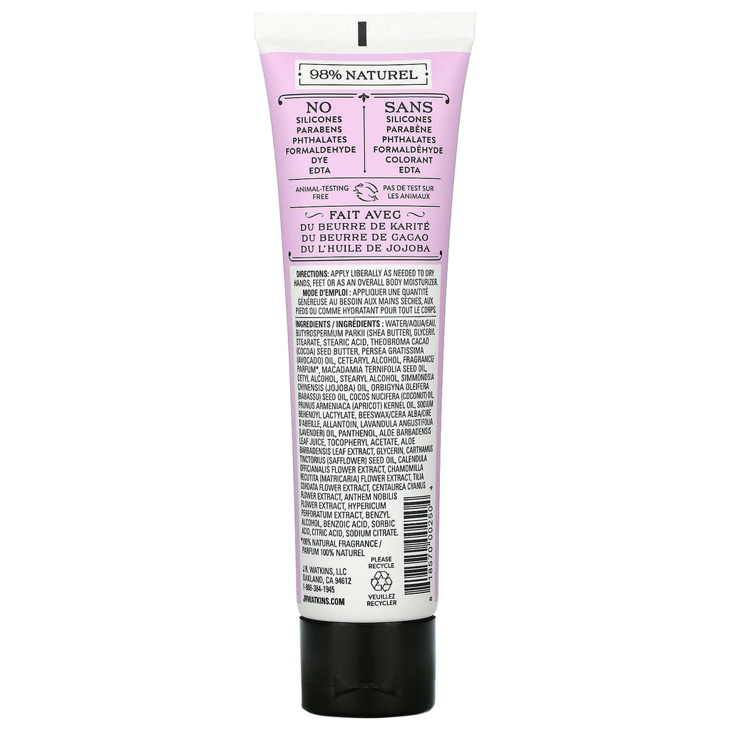 JR Watkins, håndcreme, lavendel, 3,3 oz (95 g)