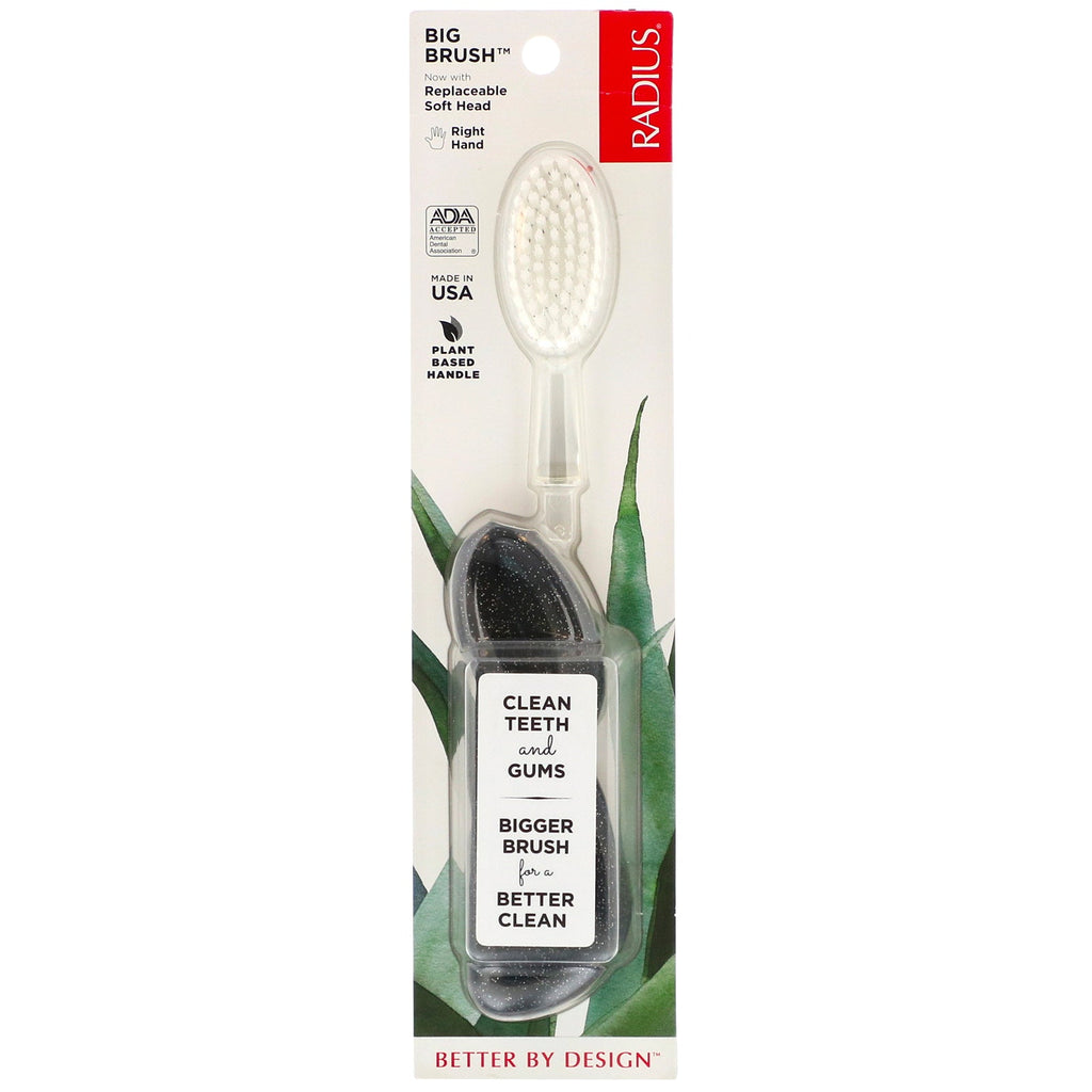 RADIUS, Big Brush, Soft, Right Hand, Black Sparkle, 1 Toothbrush