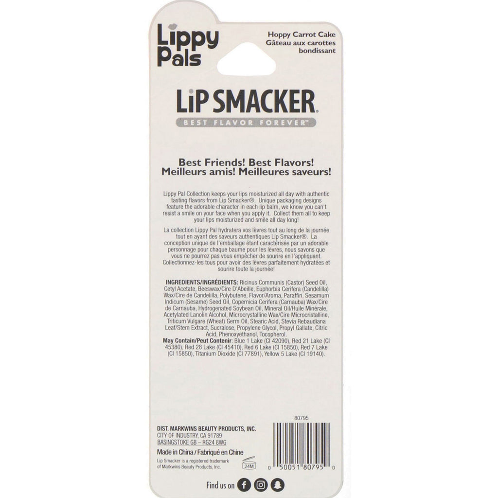 Lip Smacker, Lippy Pals Lip Balm, Bunny, Hoppy Carrot Cake, 0.14 oz (4 g)