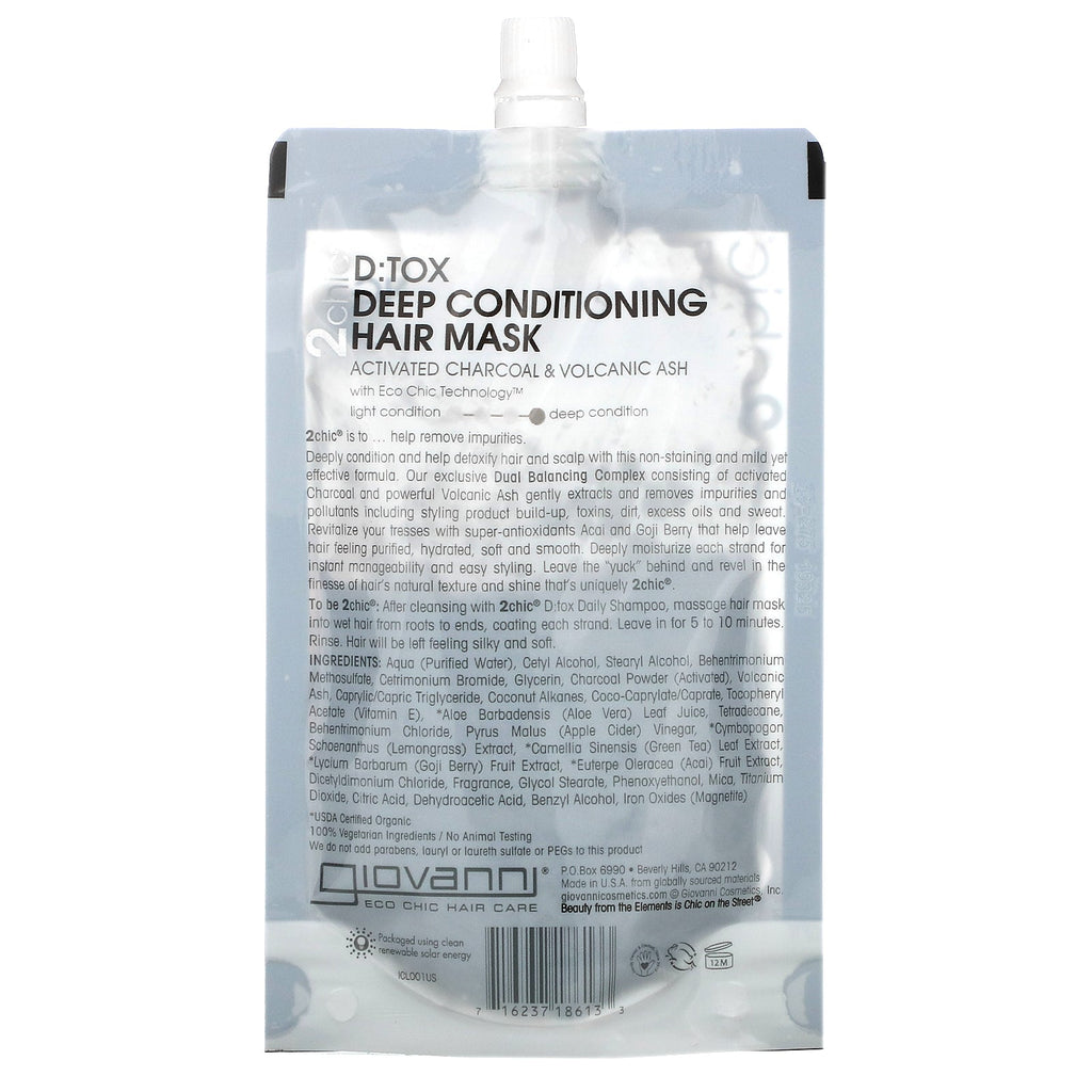 Giovanni, 2chic Detox, Deep Conditioning Hair Mask, 1 pakke, 1,75 fl oz (51,75 ml)