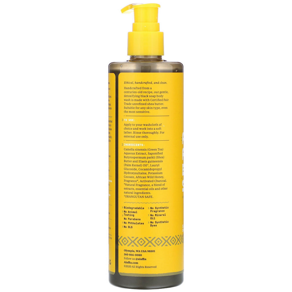 Alaffia, Authentic African Black Soap Body Wash, Charcoal Honey, 12 fl oz (354 ml)