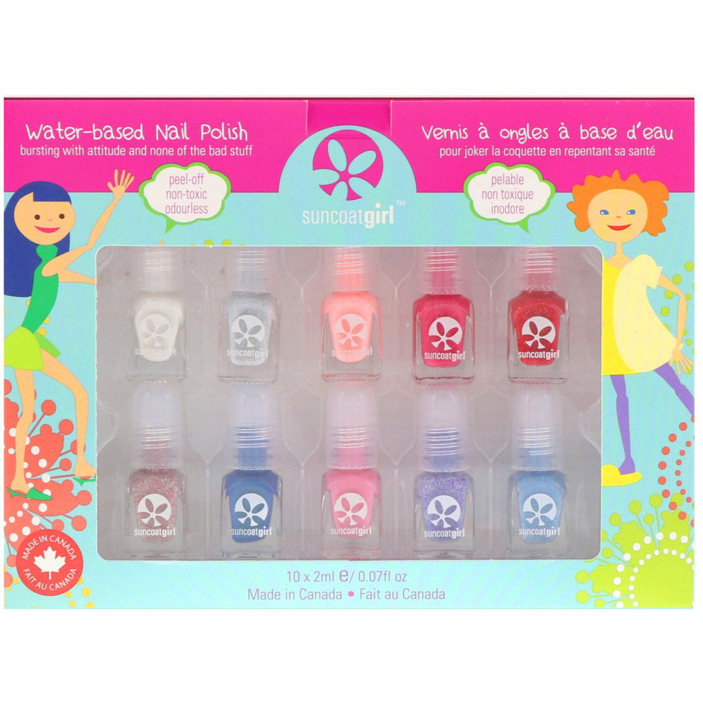 SuncoatGirl, Water-Based Nail Polish Kit, Flare & Fancy, 10 Pieces