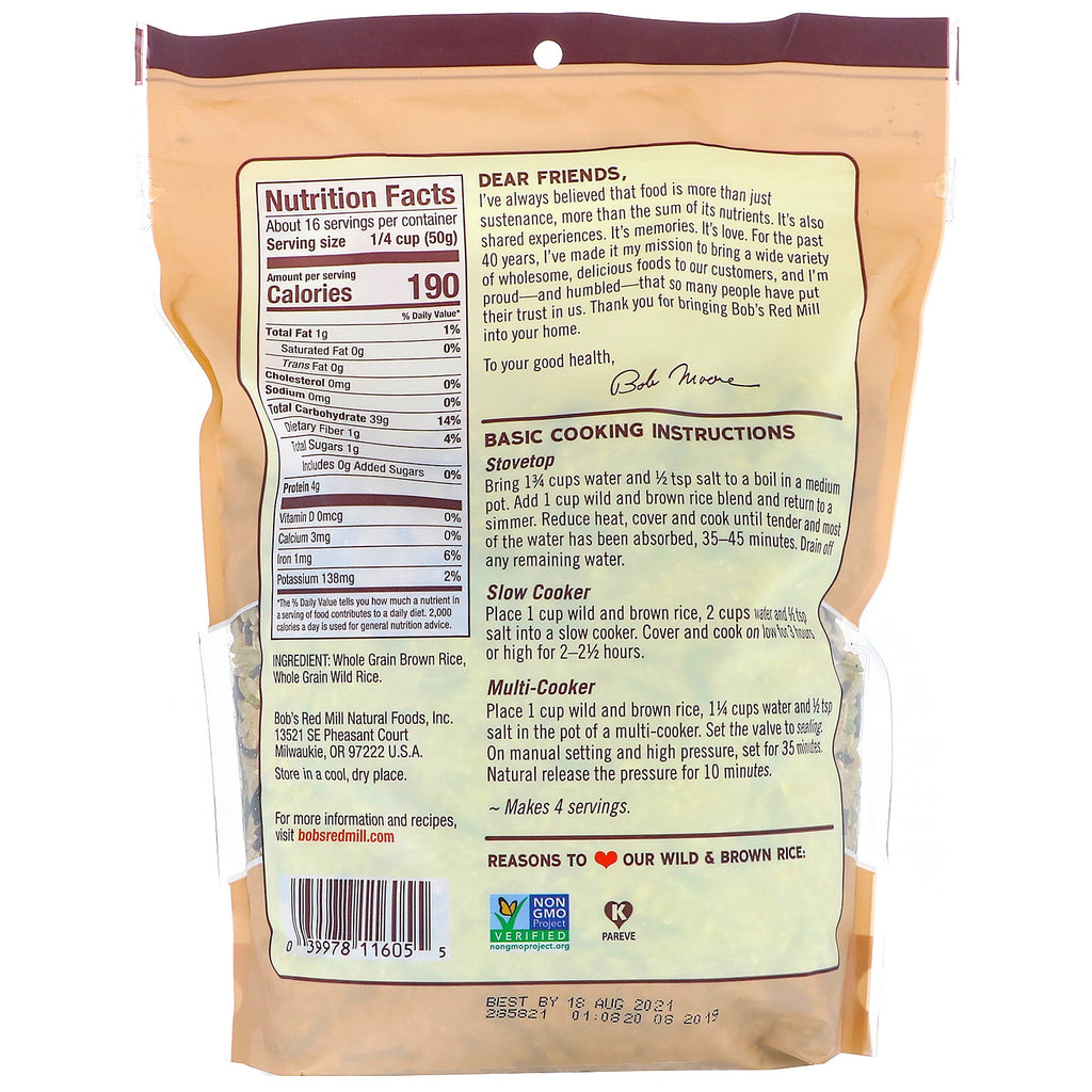Bob's Red Mill, vilde og brune ris, 28 oz (794 g)