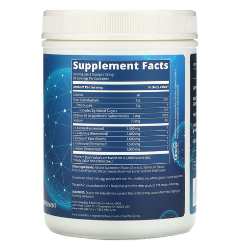 MRM, Reload BCAA+G, recuperación post-entrenamiento, sandía, 29,6 oz (840 g)