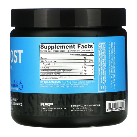 RSP Nutrition, Pump Boost, Blue Raspberry, 6.4 oz (180 g)