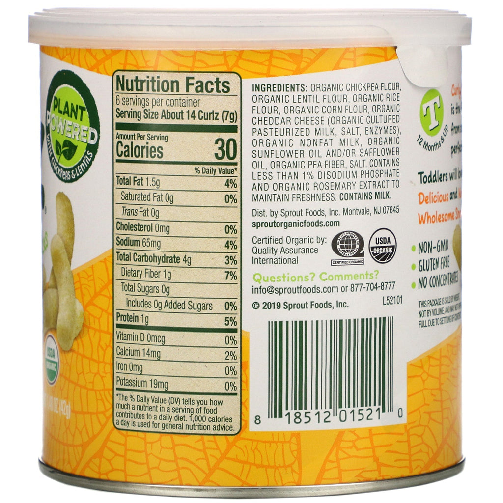 Sprout , Curlz, White Cheddar, 1.48 oz (42 g)