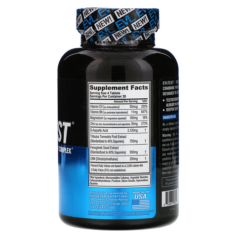 EVLution Nutrition, EVLTest, Testosterone Support Complex, 120 Tablets