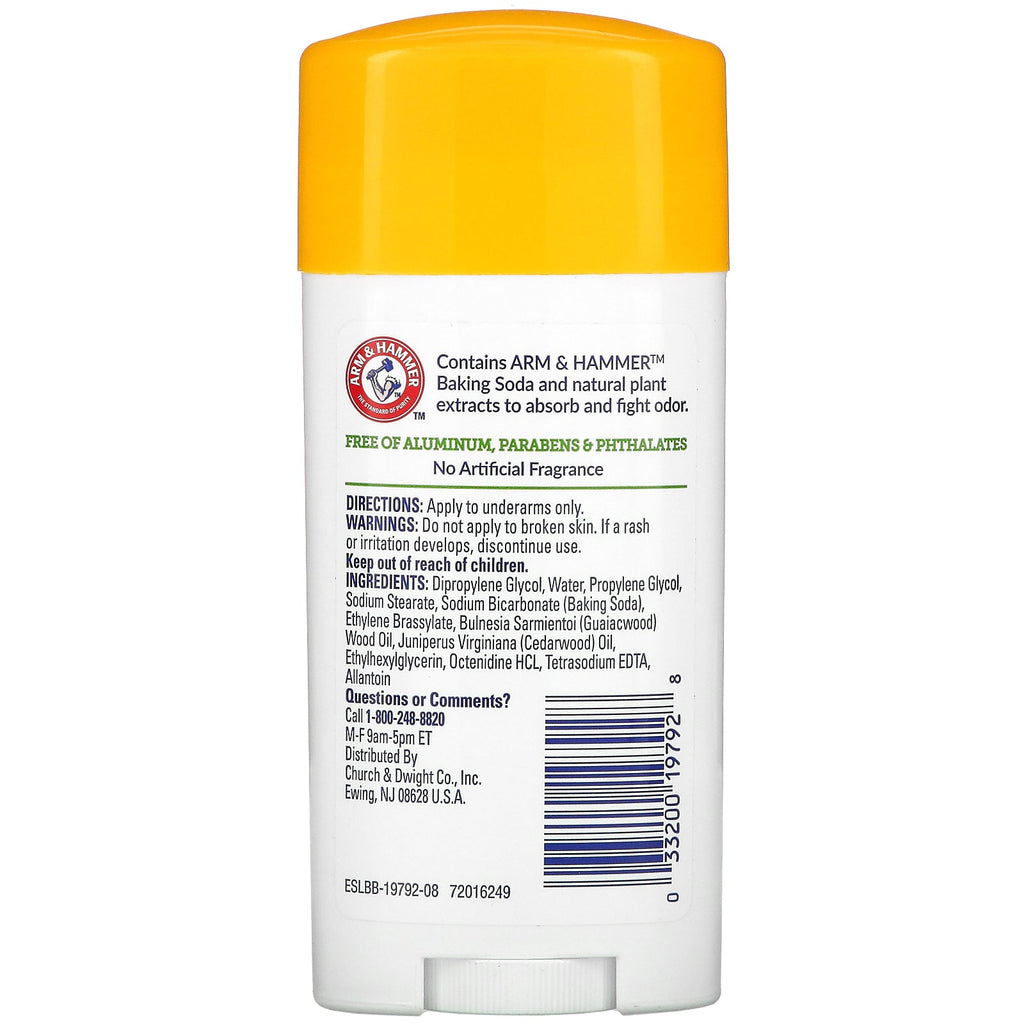 Arm &amp; Hammer, Essentials con desodorantes naturales, desodorante, sin perfume, 71 g (2,5 oz)