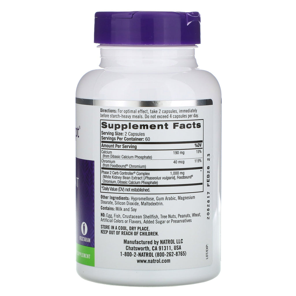 Natrol, Carb Intercept with Phase 2 Carb Controller, 1,000 mg, 120 Veggie Capsules