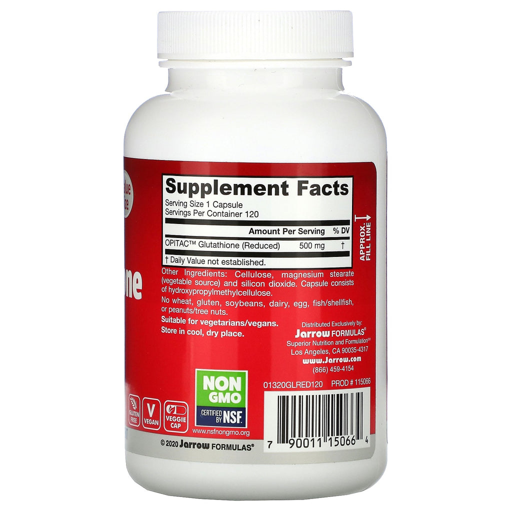 Jarrow Formulas, Glutathion Reduceret, 500 mg, 120 Veggie Caps