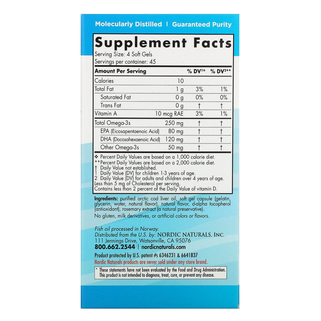 Nordic Naturals, DHA para niños, edades de 3 a 6 años, fresa, 250 mg, 180 mini cápsulas blandas