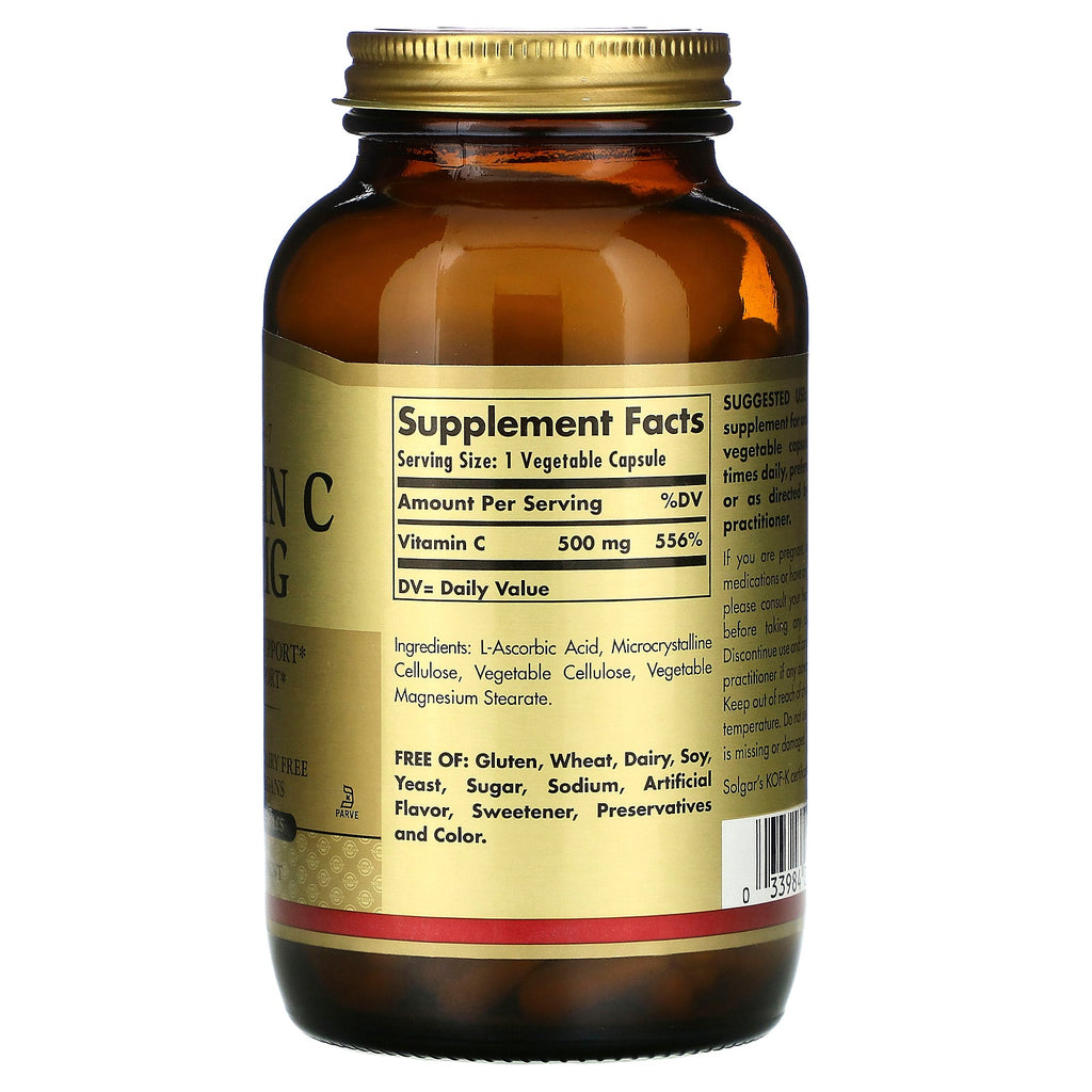 Solgar, Vitamin C, 500 mg, 250 Vegetable Capsules