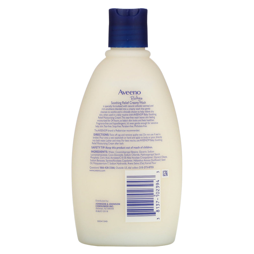 Aveeno, Baby, Soothing Relief Creamy Wash, Duftfri, 12 fl oz (354 ml)