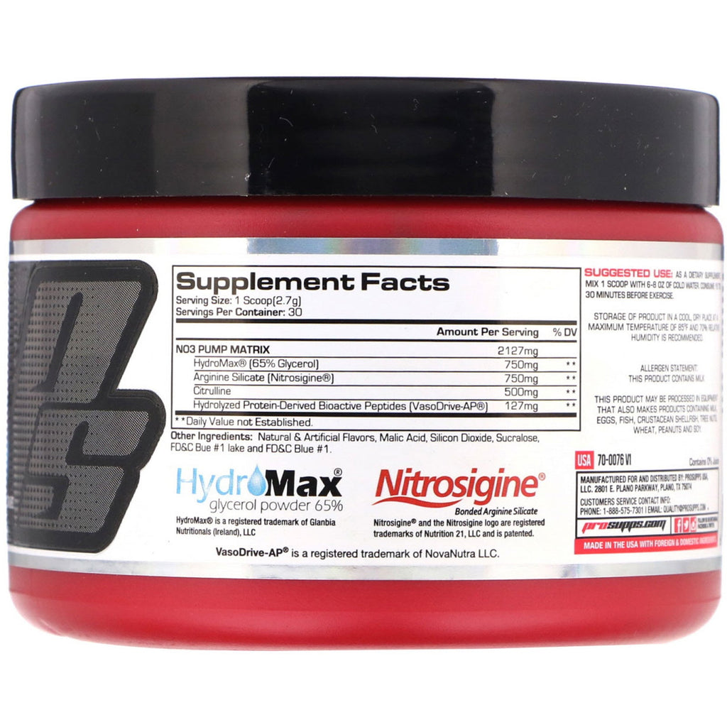 ProSupps, NO3Drive, Nitric Oxide Amplifier, Blue Razz, 2.9 oz (81 g)