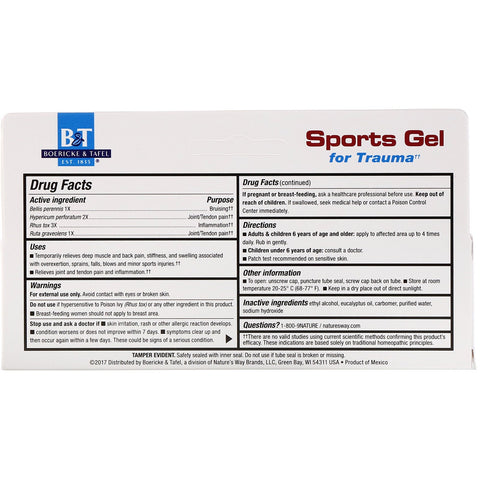 Boericke & Tafel, Sports Gel for Trauma, Topical Gel, 2.5 oz (71 g)