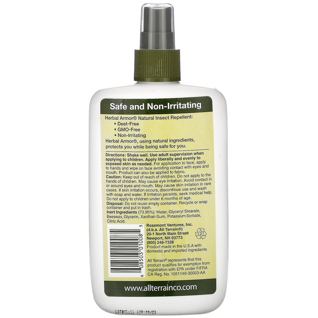 All Terrain, Herbal Armor, repelente natural de insectos, spray con bomba sin detergente, 8,0 fl oz (240 ml)