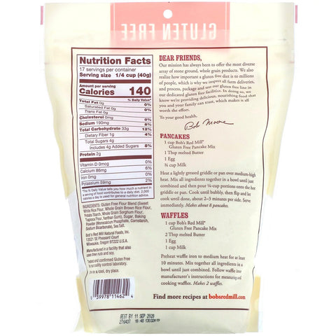 Bob's Red Mill, Pancake Mix, Gluten Free, 24 oz (680 g)