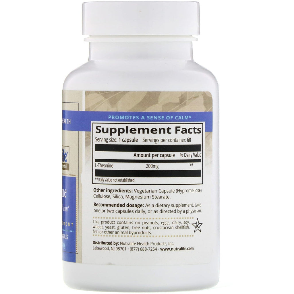 NutraLife, L-teanina, 200 mg, 60 cápsulas