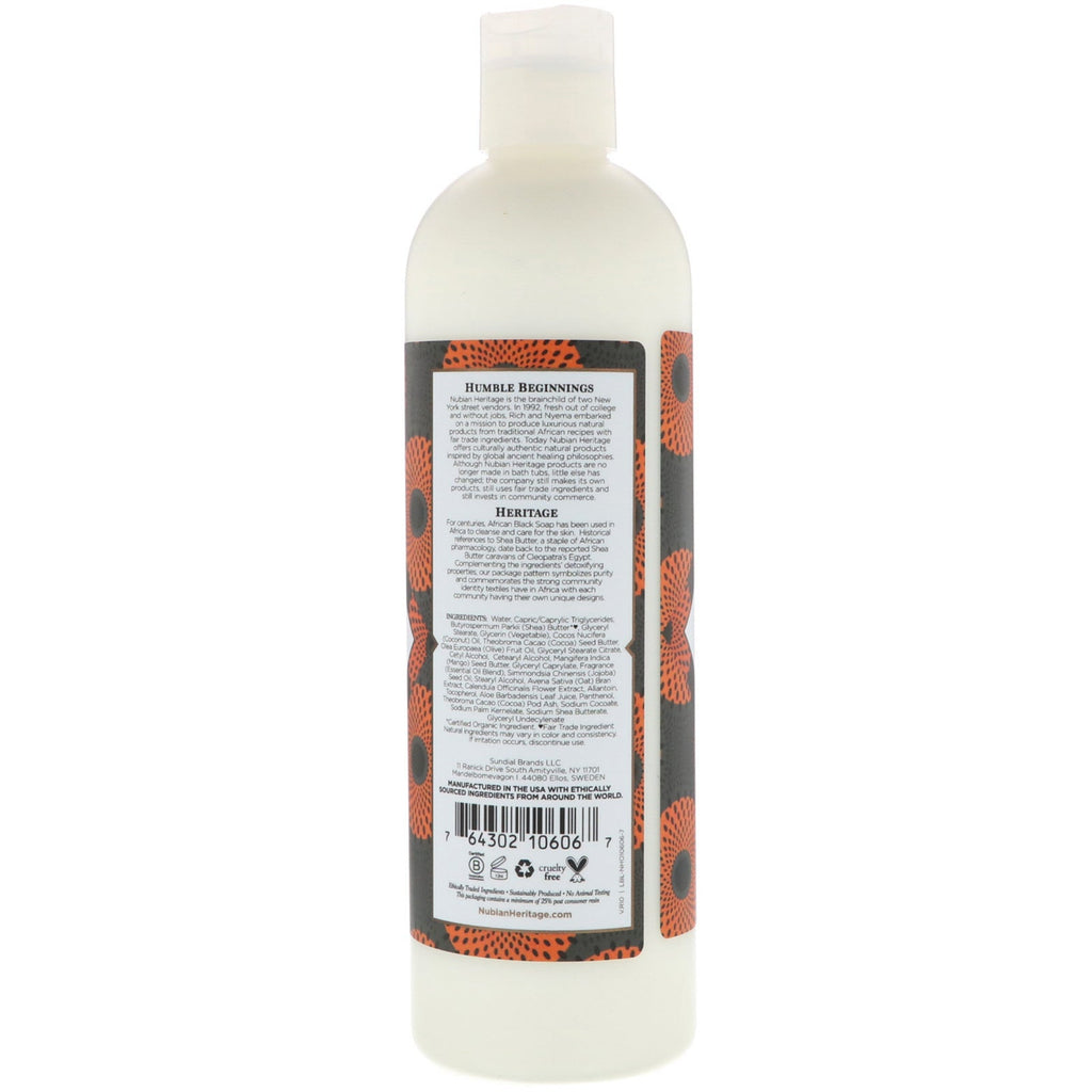 Nubian Heritage, Loción corporal, Jabón negro africano, 13 fl oz (384 ml)
