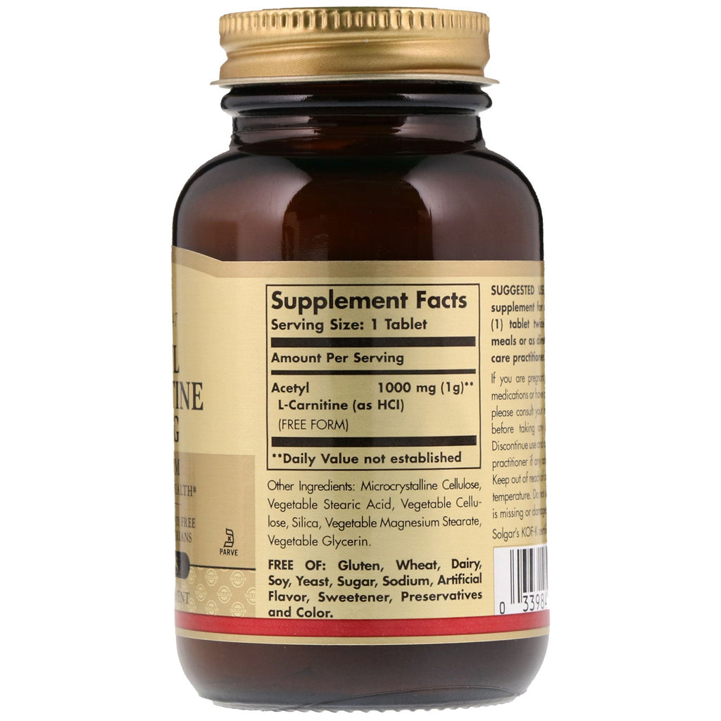 Solgar, Acetil L-Carnitina, 1000 mg, 30 comprimidos