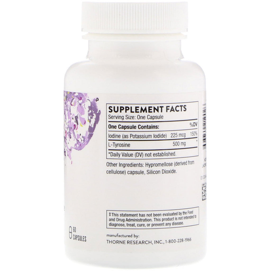 Thorne Research, Yodo y tirosina, 60 cápsulas
