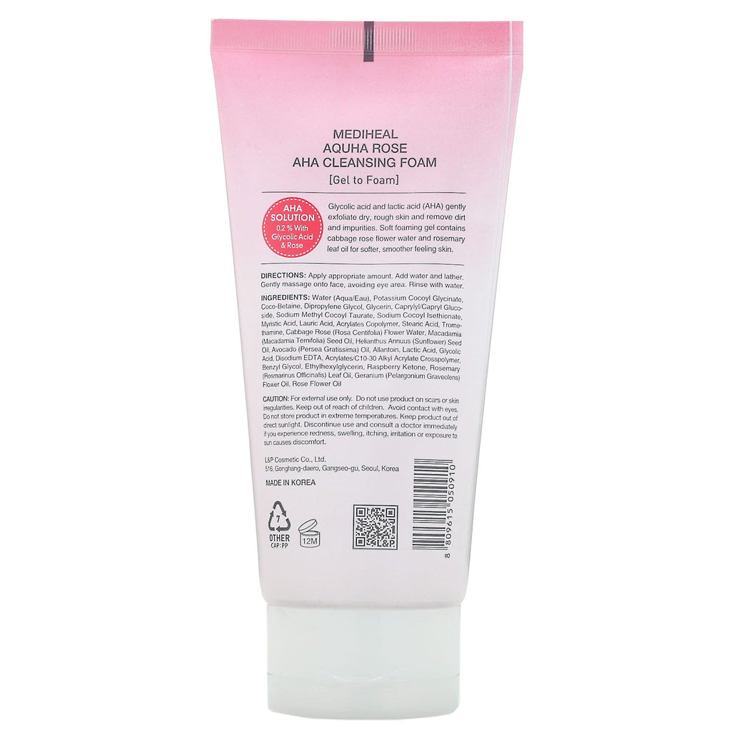 Mediheal, AQUHA Rose, AHA Cleansing Foam, 4.7 fl oz (140 ml)