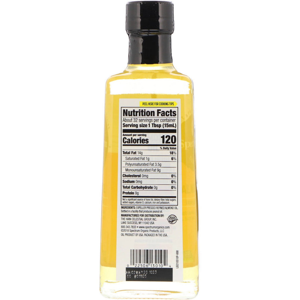 Spectrum Culinary, mandelolie, uddrivningspresset, 16 fl oz (473 ml)