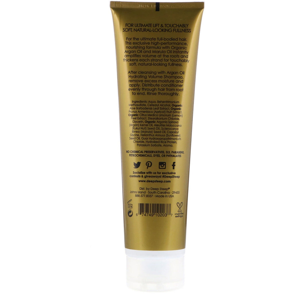 Deep Steep, Argan Oil, Hydrating Volume Conditioner, Lækkert fuld, 10 fl oz (295 ml)