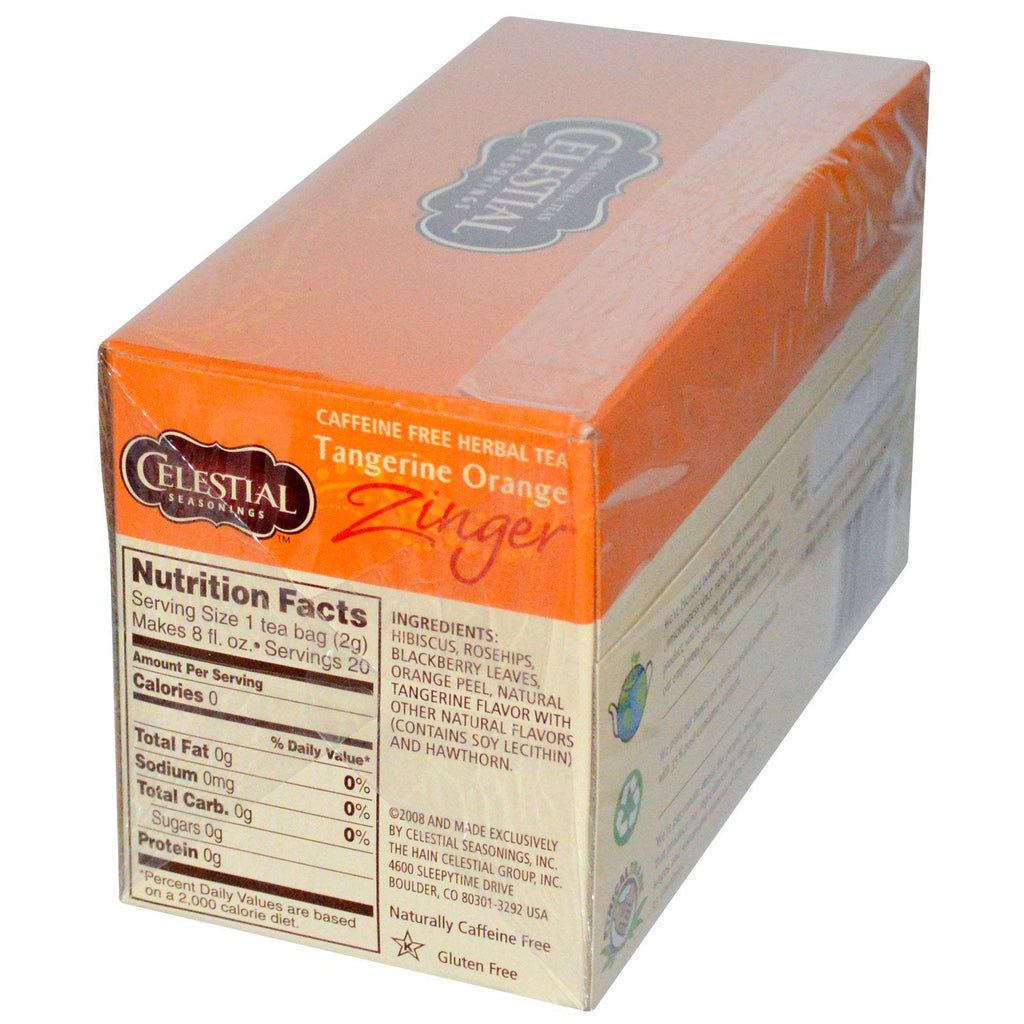 Himmelske krydderier, Urtete, Koffeinfri, Mandarin Orange Zinger, 20 teposer, 1,7 oz (47 g)